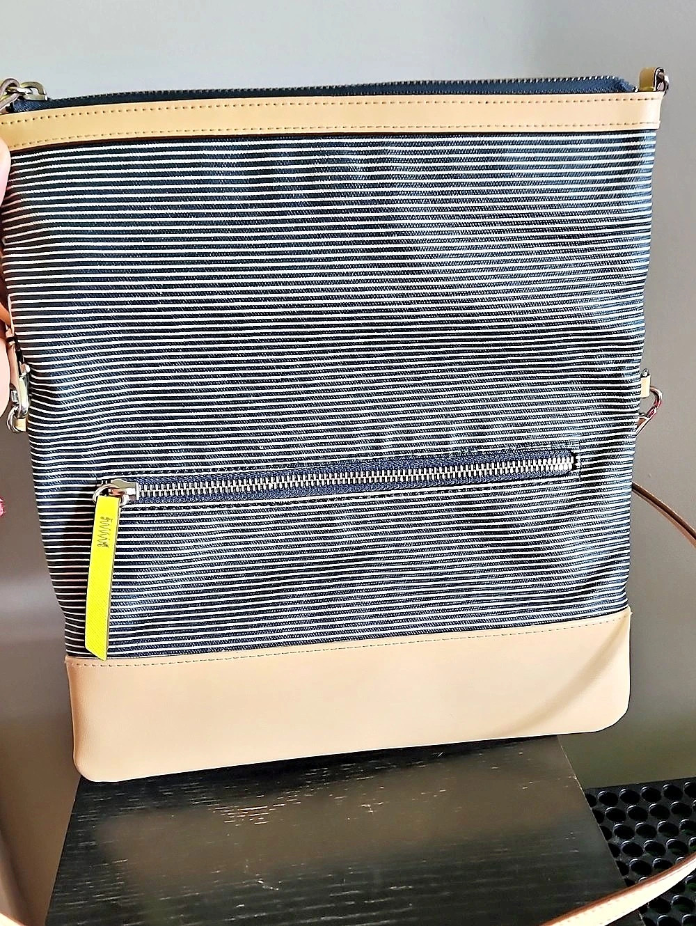 Stella & Dot Waverly Stripe Crossbody Bag in Blue & Beige